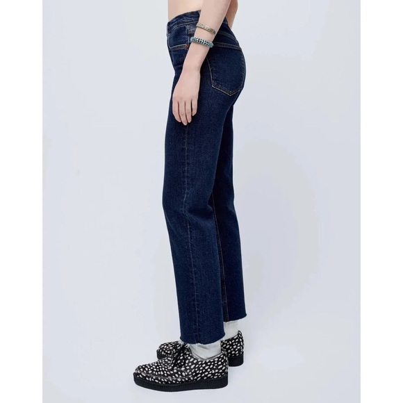 RE/DONE 70S COMFORT STRETCH HIGH RISE STOVE PIPE JEAN IN DARK RINSE - Picture 2 of 12